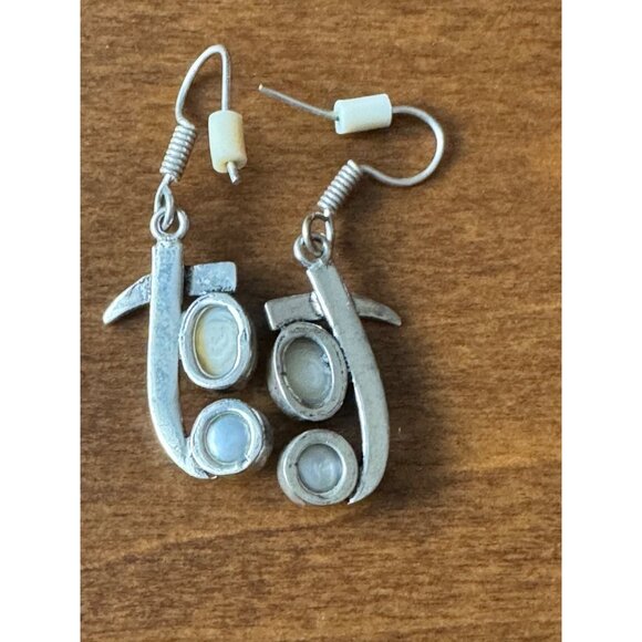 Silver & Pearl Asian Design Dangle Earrings - Picture 2 of 4